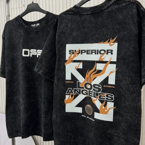 ÁO THUN LOANG UNISEX IN HÌNH KÝ TỰ MÀU TRẮNG