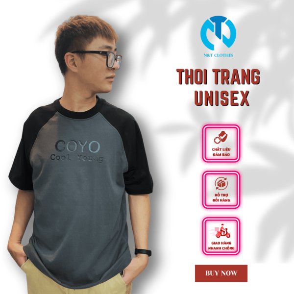 ÁO THUN IN COYO COOL YOUNG MÀU XÁM ĐEN