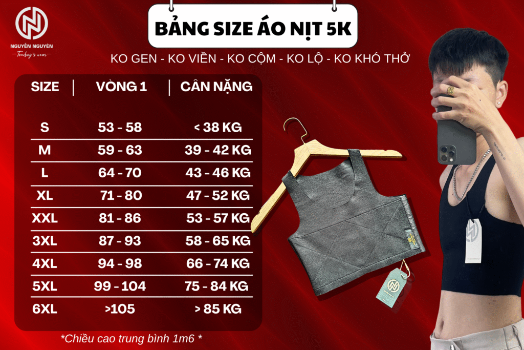 Bảng size áo 5K